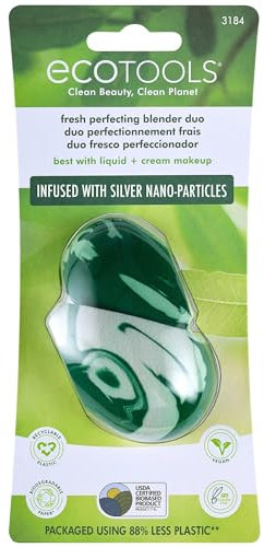 EcoTOOLS Make-Up Schwamm I 2 Stück I mit Silber angereichert I Make-up-Mixer-Schwamm I EcoTools Fresh Perfecting Makeup Blending Sponge 1843