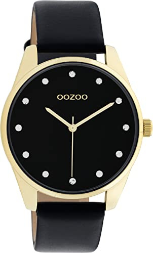 Oozoo Timepieces Damen Uhr - Armbanduhr Damen mit 18mm breites Lederarmband | Hochwertige Uhr für Frauen - Edle Analog Herrenuhr in rund