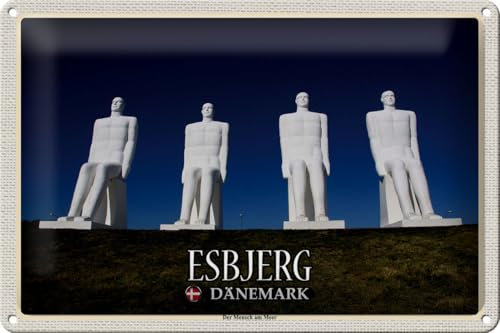 FEMER Blechschild Reise 30x20cm Esbjerg Dänemark Der Mensch am Meer