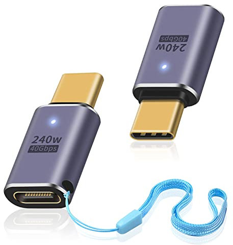 Duttek USB-C-Verlängerungsadapter, 240 W, USB-C-Stecker auf USBC-Buchse, Adapter, 40 Gbit/s, unterstützt 8K bei 60 Hz, kompatibel mit Thunderbolt 3/4, Switch, iPad, MacBook (2 Stück)