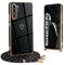 Ptny Hülle kompatibel Huawei P30 Pro Hülle mit Band, Galvanik TPU Silikon Ultra Dünn Stoßfeste Schutzhülle mit Einstellbar Handykette für Huawei P30 Pro Hülle, Schwarz