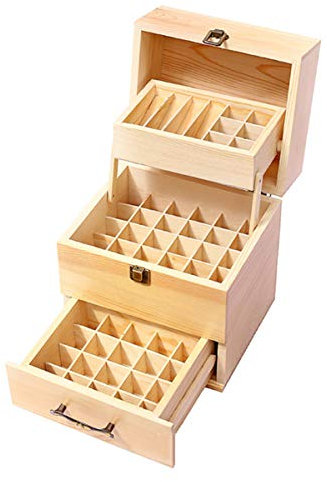 WnewTools Caja de almacenamiento de madera de 3 capas, botellas de aceite esencial, contenedor de almacenamiento de cocina para aromaterapia