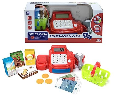 Registratore di Cassa Giocattolo Registratore di Cassa Supermercato Scanner Funzione Calcoltarice Banconote Monete Luci e Suoni con Accessori Registratore di Cassa Luci e Suoni