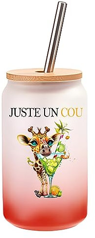Verre Cocktail Girafe juste un cou | Idée Cadeau Verre à Eau avec Paille