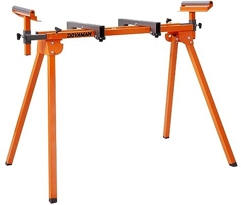 DOVAMAN Untergestell für Kappsäge, Tragfähigkeit 150 kg, Max Schienenlänge 1980 mm, 3-Stufen-Schnellmontage & Faltung, Kompatibel mit DMS01A & die Meisten Kappsägen - MS01A