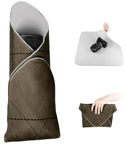 Neewer Housse de Protection Pliable pour Objectif d'appareil Photo - 47 x 47 cm - Tissu Magique - Anti-Rayures - pour Appareil Photo DSLR/téléphone/Tablette/équipement, Marron, Sac fourre-Tout en