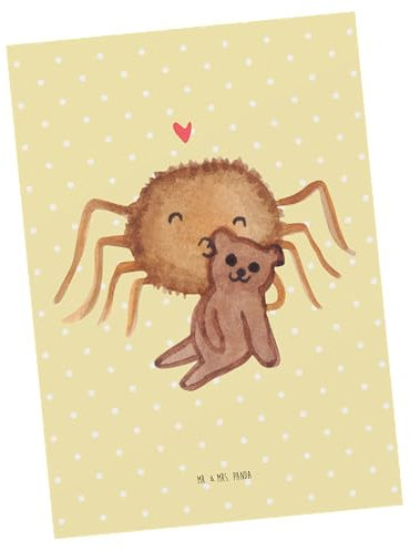 Mr. & Mrs. Panda Postkarte Spinne Agathe Teddy - Geschenk, Freundschaft, Videos, Dankeskarte, Treue, Merchandise, Dankeschön, Miteinander, Grußkarte,