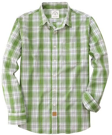 Dubinik Herren Langarm Freizeithemden Kariert Regular Fit Comfort Baumwolle Mit Tasche Grün 3XL