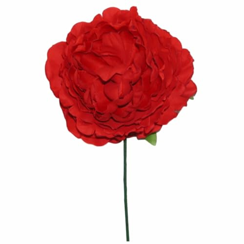 Flor con hojas rizadas accesorio para el cabello (ROJO)
