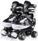 LOKJIJI Rollschuhe für Kinder Jungen Mädchen Anfänger, Einstellbar 4 Größen für Kinder und Jugendliche Teenager, Quad Schwarz & Weiß Rollschuhe für Sport (Large_36-40 EU)