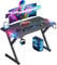 HLFURNIEU LED Scrivania Gaming 100 x 60 cm, Postazione Gaming Ergonomica, Tavolo Gamer con Tappetino per Mouse, Portabicchieri e Ganci Per Cuffie, Scrivania Gamer Nero
