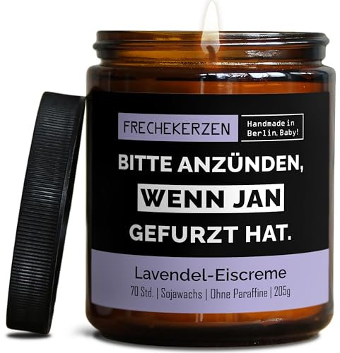 Lustige Duftkerze mit Spruch für Freunde, Geschwister, Papa | Handgemacht aus Sojawachs |Personalisierte Geschenkkerze In Geschenkbox | Valentinstag Geschenk Geburtstag |Lavendel-Eis