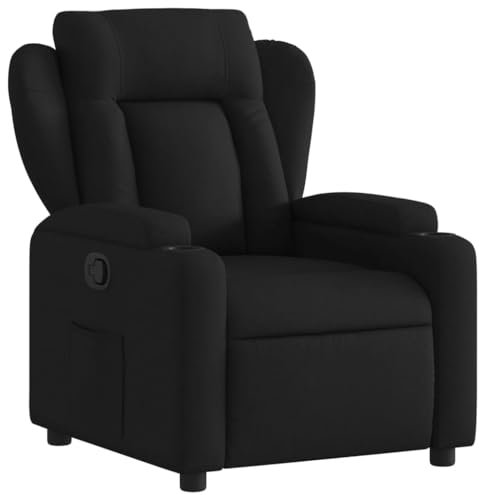 KOIECETA Massagesessel Relaxsessel Sessel mit Liegefunktion Fernsehsessel Verstellbare Rückenlehne Liegesessel Ruhesessel TV Sessel Polstersessel Schwarz Stoff