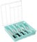 Lifewit Organizador Cubiertos para Cajon Tapa, Caja de Cubiertos para cajón de Cocina, Organizador de cajón de plástico para Cuchillos, Tenedores, cucharas, Bandeja con 6 Compartimentos, Turquesa