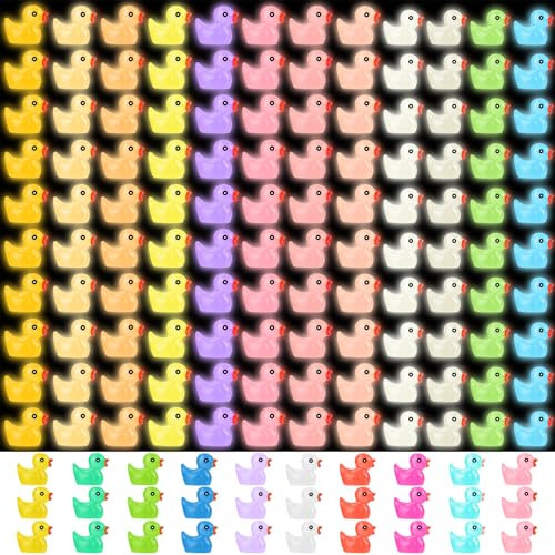 HGRGHH 150PCS Mini Patos, 10 Colores Pato Luminoso, Coloridos Mini Patos Resina, Pequeñas Figuras De Patos Luminosa para DIY Jardín Paisaje, Plantas en Macetas, Decoración Paisajística de Peceras