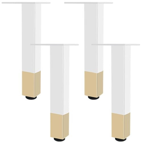 Pieds de Table Réglable, Lot de 4 Carré Pieds de Meuble Blanc Et Doré Alliage de Aluminium | Finition en Anodisé Pattes de Meuble Hauteur: 6-40cm Cabinet Jambes Pieds de Table Basse-25cm/9.8