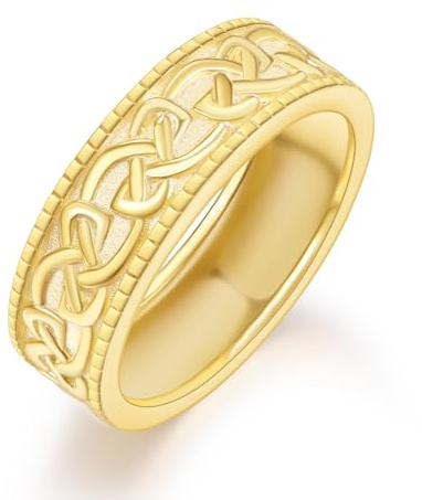 ADMETUS Keltischer Knoten Ring Silber 925 Herren Gold Ringe 14k Keltische Hochzeit Ringe für Herren Keltischer Schmuck Geschenke für Herren Ring Größe 67.2