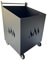 Porta Legna con Ruote, Porta Pellet, in Ferro Battuto, Grigio antracite, 52x47x80h cm, Motivo Fiamma, Per Camino e Stufe
