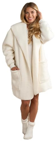 OHS Fleece Cardigans for Women, Waterfall Teddy Fleece Cardigan Extra Soft Warm Cardigan Comfy Loungewear for Adults Gifts for Women - S/M, L/XL