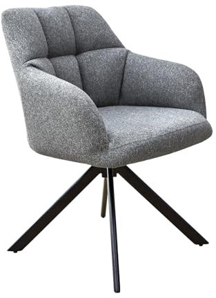 SVITA SORA Esszimmerstuhl drehbar Polsterstuhl Drehsessel gepolsterte Sitzfläche mit Armlehnen Stoffbezug Grau