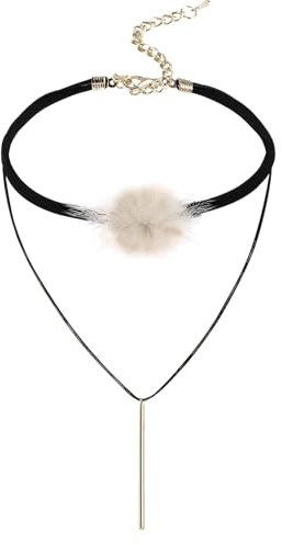 Epinki Halsband Damen Kugel Verstellbare Kropfband Schmuck Samt Choker-Halskette für Frauen, Beige Gold, 32.7+8CM