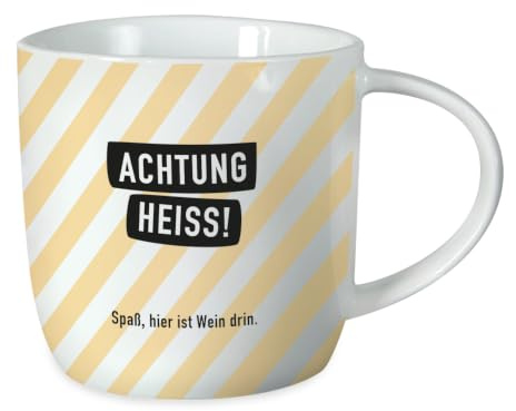 Grafik-Werkstatt Kaffeetasse - Achtung heiss! - Porzellan, 300 ml | Kaffeebecher mit Spruch oder Smiley-Motiv – lebensmittelecht, spülmaschinen- und mikrowellengeeignet