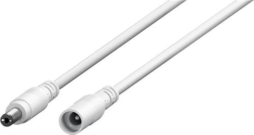 goobay DC Strom Verlängerungskabel (5,5 x 2,1 mm Stecker), 1,5m Netzteil Verlängerung ideal für LED-Streifen, Fritzbox, Router & Kameras, 5-24V, 5A Max, Weiß