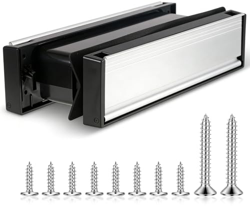 1 Set Türbriefkastenklappe 30,5 cm, Briefkastenabdeckung für Haustür mit Zugluftstopper-Bürste und Feder verhindert Zugluft für Holz- oder PVC-Verbund-Haustüren