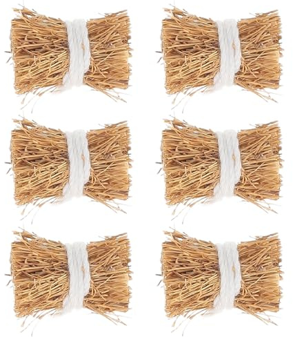 Outanaya Miniatur Heuhaufen 6 Stück 2,5cm Grasmaterial für Puppenhauszubehör und Miniaturgärten Dekoration Handgefertigte Kleine Heuballen für Basteln und Tischdeko