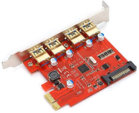 RASTKY Renesas UPD720201 Expansion Card USB3.0 4-Port Card, PCI-E 1X 4X 8X 16X, for Tech Enthusiasts