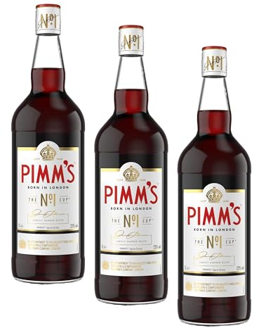 Pimm's | the Original No. 1 Cup | 22% vol | 1L | Fruity Flavour | Herbal Botanicals | Caramelised Orange & Warm Spices | Gin Based Spirit | Recommended for Cocktails (Pack of 3)