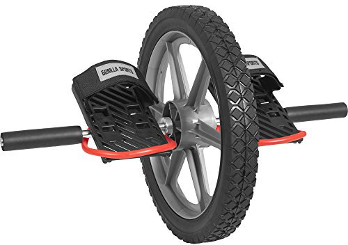 GORILLA SPORTS® Ab Roller - mit gummierten Griffen und Pedalen, verstellbaren Schlaufen - Bauchtrainer, Ab Wheel, Bauchmuskeltrainer, Bauchroller, Bauchmuskelrad, Bauchmuskeltraining