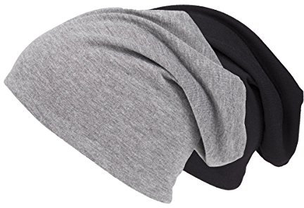 shenky 2er Set Beanie Herren Mütze | Schwarz und Grau | Lange Mütze | Wintermütze | Radfahren Beanie