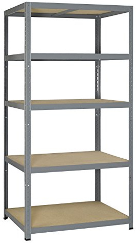 Avasco 265 Strong Étagère clipsable/charge lourde en Métal/Bois avec 5 tablettes 180 x 90 x 60 cm Claire Galva
