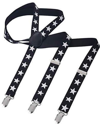 Herren Damen Long Hosenträger Y Form Style 3er Clips elastisch Schmal Unifarbe und Bunt mit verschiedenen Motiv, 13, Einheitsgröße