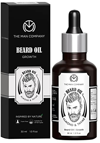 THE MAN COMPANY Bartöl für Herren, Bio Vegan (30 ml) – Bartpflege für Weichen Bart – Mit Natürlichem Mandelöl und Thymianöl – Bart Wachstum, Kein Bartjucken Mehr – Parabenfrei, Ohne Zuzatze