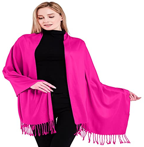 CJ Apparel HotRosa Einfarbiges Design Nepalese Schal Zweite Wahl Schal Stola Pashmina NEU