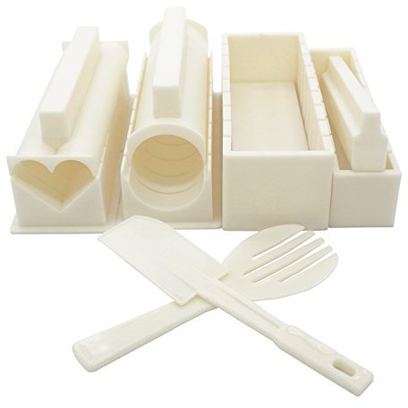 Exzact Kit de Fabricación de Sushi - Set de 10 Piezas con Moldes para Rollos de Arroz - 5 Formas Únicas - Herramientas de Cocina DIY Fáciles de Usar