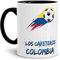 Tassendruck Fussball-Tasse mit Spruch - Los Cafeteros - Innen & Henkel Schwarz Fahne/Länderfarbe/WM 2018/Kolumbien/Weltmeisterschaft/Cup/Tor/Qualität Made in Germany