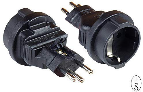 Good Connections PA-6002S - Adattatore di alimentazione svizzera (SEV1011, dritto) a presa con contatto di protezione tipo F, SEV - Adattatore da viaggio/adattatore presa/adattatore di alimentazione -