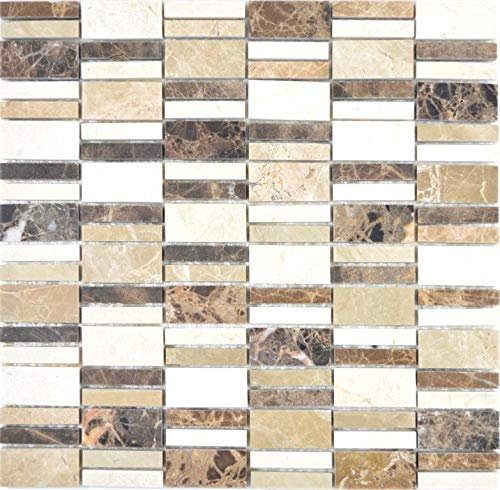 Marmor Mosaik Stein emperador dark cremarfil Mosaikfliese Wand Fliesenspiegel Küche Bad MOS88-1213_f