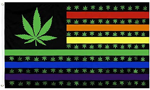 Regenbogen-Marihuana-Topfblatt, USA-Flagge, 90 x 150 cm, Banner Weed Hippie Blunt Cannabis Dope