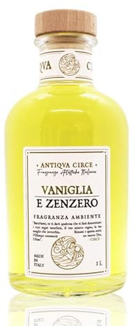Raumduft, Vanille und Ingwer, 1 Liter, komplett mit Stäbchen, hergestellt in Italien.