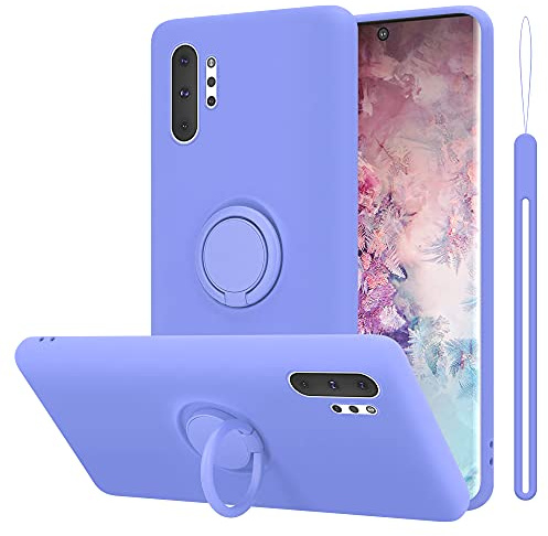 Cadorabo Hülle kompatibel mit Samsung Galaxy Note 10 Plus Schutzhülle TPU Silikon Case Liquid Design mit Ring Slim Kratzfest Liquidsilikon Microfaser Case Hülle für Galaxy Note 10 Plus in Lila