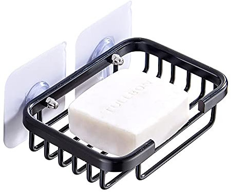 Seifenschale, selbstklebend, Wandmontage, Seifenschale, Schwarz, Seifenschale, Seifenschale, Raum, Aluminium, Seifenbox, Keine Löcher erforderlich