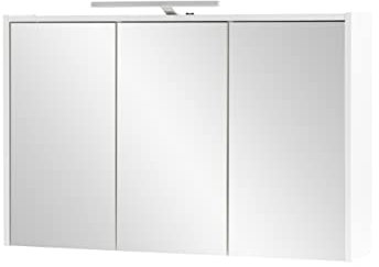 Schildmeyer Flag Armoire de Toilette avec Miroir, Matériau Dérivé du Bois, Blanc, 93,5 x 16 x 64 cm