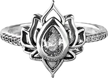 wojonifuiliy01 Lotusblume Ring Silber 925 für Frauen, Schwanzring Pinky mit Lotus Zirkon Verlobungsgeschenk Ewigkeitsringe Verlobungsringe Eheringe Trauringe Ringe, Valentinstagsgeschenk (White, 8)