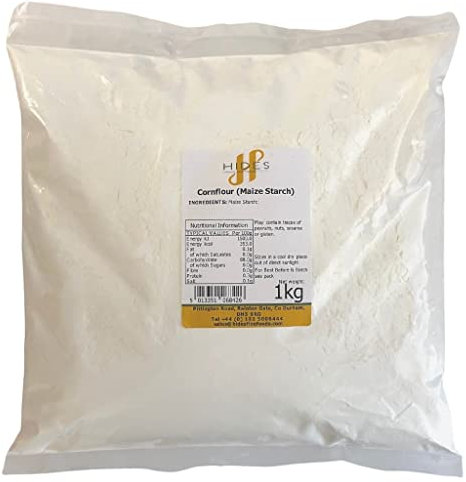 Hides Fine Foods - Cornflour (Maize Starch) 1kg - GMO Free - Suitable for Vegetarians - Baking - Bread - Cakes - Pancakes - Pastries - Sauce Thickener