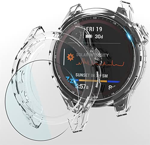 Diruite 4-Stück für Garmin Fenix 7X 51mm Schutzhülle+Panzerfolie Schutzfolie,TPU Schutzhülle für Garmin Fenix 7X /Fenix 7X Sapphire Solar 51mm Case*2+Schutzfolie*2