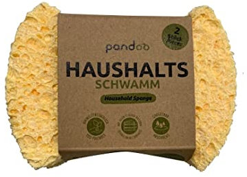 pandoo Haushalts-Schwämme | Bio Reinigungsschwamm, Küchenschwamm, Spülschwamm, Geschirrschwamm, Biologisch Abbaubar, Umweltfreundlich, Wiederverwendbar und Nachhaltig (2 Stück)